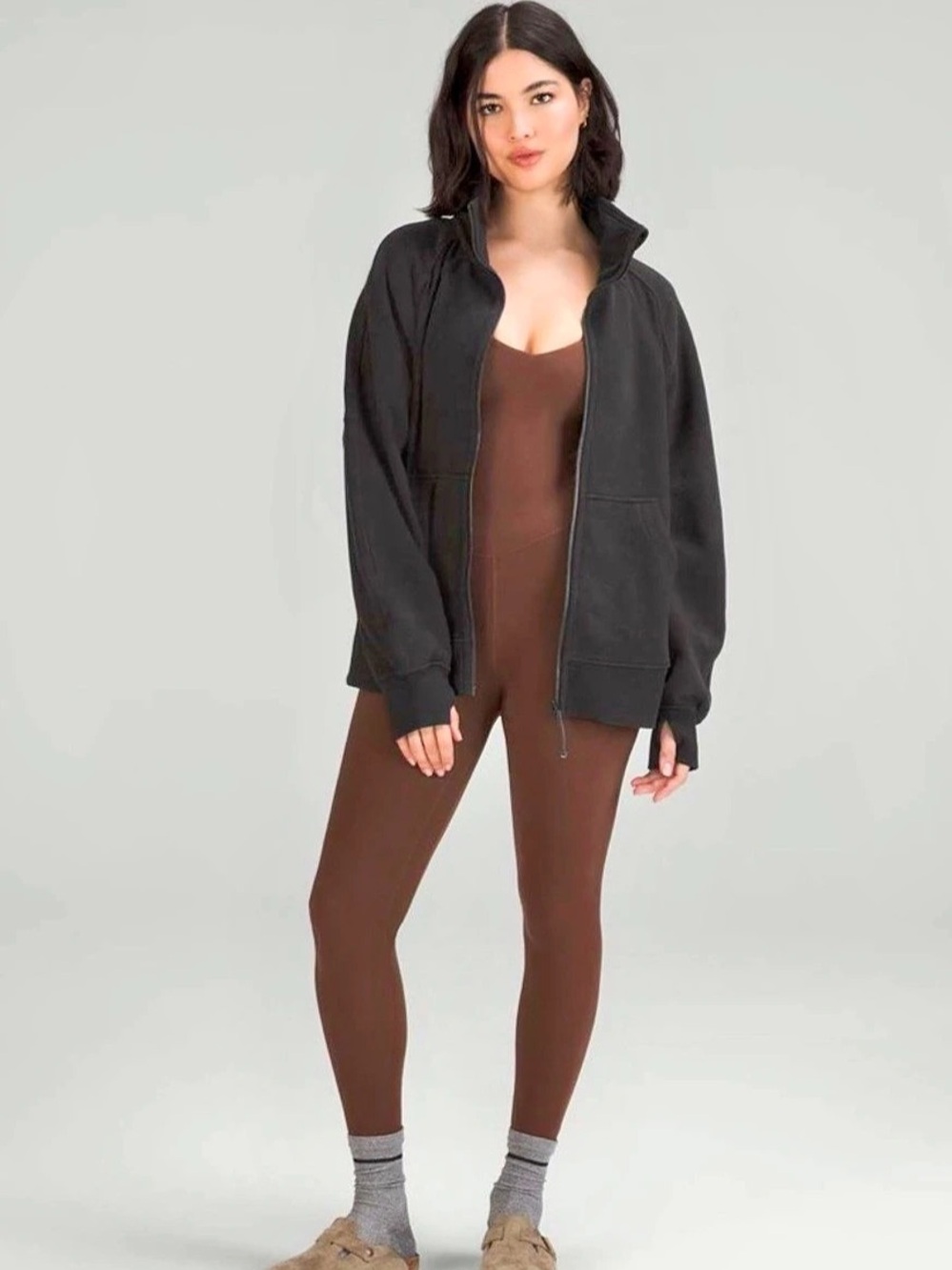 Lululemon Scuba Oversized Funnel-Neck Full Zip Long Black Hoodie XS/S